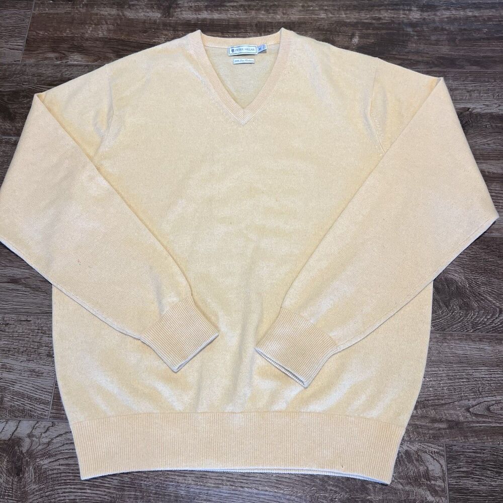 Peter Millar Sweater Mens M Yellow Luxe Cashmere Pullover Casual Preppy Golf